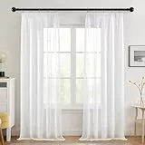 Deconovo Gardinen mit Kräuselband H 245 x B 140 cm 2er Set Sheer Voile Vorhang Weiß Vorhänge für Schienen Gardinenschal für Wohnzimmer Schlafzimmer Dekoschal