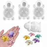 HXJFGDM 4er-Set Mini Schildkröten Silikonformen, Niedliche 3D Tier Gießformen aus Weichem Silikon für DIY Miniatur Puppenhaus, Harz Schmuck, Seife, Kerzen & Deko