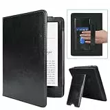 MMK Hülle für 7'/6,8' Kindle Paperwhite (12th/11th Generation-2024/2021), PU Leder Kickstand Schutzhülle mit Kartenfach Handschlaufe, für Kindle Paperwhite Signature Edition, Schwarz