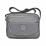 tuokener Crossbody Tasche Damen Schultertaschen Umhängetaschen Wasser-Beständige mit Multi Pocket (Grau)