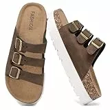 Jifenkla Plateau Pantoletten Damen Bequeme Sandalen mit Kork-Fußbett, mit Verstellbaren Schnallenriemen Schlappen, Sommer weiche Hausschuhe mit Leicht Rutschfeste Sohle