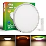YiLaie LED Deckenleuchte Dimmbar mit Fernbedienung 24W 30cm,2700LM Deckenlampe LED RGB Farbwechsel,IP44 Wasserdicht Deckenlampe Badezimmer,3000K-6500K Lampe Decke für Wohnzimmer Schlafzimmer