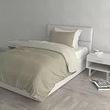 Italian Bed Linen Natural Color Doubleface Bettbezug, 100% Baumwolle, Schwarz/hell Grau, Einzelne