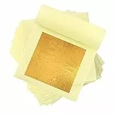 KEWUZY 24 Karat Echte Blattgold, 10 Blatt Echte Blattgold Essbar Flocken für Basteln, Lebensmittel, Kuchen, Backen, Torten Dekorfolie, 4,33 x 4,33 cm