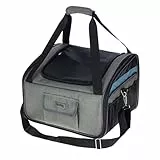 Kerbl Pet Autositztasche Vacation, Hundetasche, Transporttasche, grau, blau, 44x35x30cm, Oxfordgewebe, Hunde, waschbares Bodenkissen