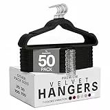Utopia Home - Antirutsch-Kleiderbügel aus Samt - rutschfeste und strapazierfähige Kleiderbügel aus Samt - Stark genug, Jacken und Pullover zu halten (Schwarz, 50er-Pack)