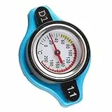 Qiilu Hochdruck-Kühlerdeckel, Auto-Kleinkopf-Thermostatdeckel-Abdeckdruck mit Wassertemperaturanzeige(1.1bar)