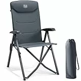 TIMBER RIDGE Campingstuhl Faltbar Hohe Lehne mit 4 Positionen verstellbar bis 150kg Klappstuhl Camping Gepolstert Gartenstuhl Angelstuhl mit Tasche für Garten Balkon Wohnmobil