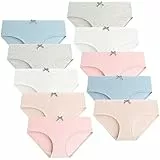 Domee Teenager Unterhosen Mädchen Unterwäsche Slip Baumwolle 10er-Pack Schleife 152-158 (Herstellergröße L)