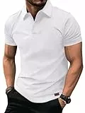 zitysport Poloshirts Herren Kurzarm Golf Funktions Polohemd Atmungsaktives Shirt Herren Basic Tshirt Männer Work Polo Hemden Sommer Sport Hemd Männer(Weiß L)