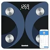 Homebuds Personenwaage Digital, Präzision 0,05kg Durch Professionelle Waage Fabrik Seit 2001, App Sync Bluetooth Waage Personen mit 13 Körperfett und BMI Muskelmasse, 182kg, Blau