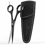 SCHWERTKRONE® Profi Haarschere 6 Zoll – matt-schwarze Friseurschere aus Edelstahl für präzises Haare schneiden, Bartpflege & Heimfriseur Set inkl. Etui