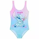 Disney Badeanzug Mädchen, Einteiliger Schwimmanzug Badekleidung - Geschenke für Mädchen (Rosa/Blau Stitch, 11-12 Jahre)