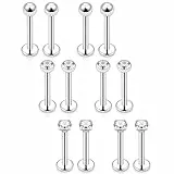 Mayhoop 12er 16G 1.2mm Knorpel Tragus Helix Piercing Chirurgenstahl CZ Kugel Lippenpiercing Labret Stecker 3 Stil 6mm Silber