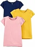 Simple Joys by Carter's Mädchen Short-Sleeve Shirts and Tops, Pack of 3 Hemd, Marineblau/Rosa/Senfgelb, 4 Jahre (3er Pack)