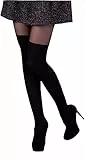 Strumpfhosen Damen 20 D Feinstrumpfhose Denier - Overknee-Strumpfhosen- Stützstrumpfhose Reißfest Thermostrumpfhoser Netz Strumpfhose für Frauen (4), Str3, Schwarz, L