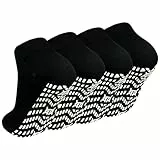 PUTUO Rutschfeste Socken für Herren Stoppersocken: Antirutschsocken mit Noppen für Männer ABS Rutschsocken Baumwolle Sport Noppensocken Schwarz 4 Paar 39-42