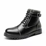 Bruno Marc Herren Motorrad Stiefel Chukka Stiefeletten Biker Freizeitschuhe Boots,Size 42,Schwarz,ENGLE-05