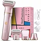 Rasierer Damen,3-In-1 Intimrasierer für Frauen,Gesichtshaarentferner für Frauen,Damenrasierer Elektrisch für Beine, Arme und Bikinizone,Wiederaufladbarer Ipx7 Wasserdicht Trimmer Damen, Roségold