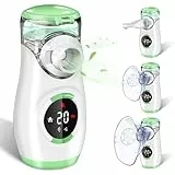 HABOWN Inhalationsgerät Tragbar Vernebler Inhalator für Erwachsene und Kinder, Einstellbarer Inhaliergerät Mit Mundstück und 2 Maske, Timerfunktion, USB C und Batteriebetrieben (Grün)