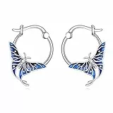 VONALA Motten-Ohrringe aus 925er-Sterlingsilber für Damen, Motten-Silberschmuck-Ohrringe für Mädchen, sichere hypoallergene Ohr-Creolen, Geschenk für Geburtstage, Jubiläen