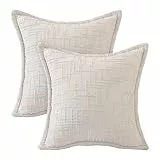 Artoid Mode Weiß Leinen Optik Modern Kissenbezüge 2er Set, 45x45 cm Saisonnal Sofakissen Zierkissenbezug Cushion Cover Couch Schlafzimmer Deko