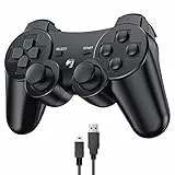Diswoe Controller für PS3, Wireless Controller Bluetooth Controller für PS3 mit Double Shock Ergonomie Rechargable Controller für PS3Gamepad Joystick