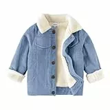 Volunboy Baby Jungen Cordjacke mit Sherpa-Innenfutter, Fleece Gefüttert Gepolsterte Corduroy Winterjacke(12-15 Monate,Hellblau,Größe 80)