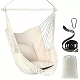 Chihee Hängesessel Hängeschaukel Maximal 500 Pfund Inklusive 2 Kissen Stahl Spreizstange mit Metall Tragbarer Hängesessel Seitentasche Großer Macrame Bohemian Stuhl Innen Außen