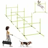 ACXIN Agility Set Hürdenset Hundetraining Zubehör mit 4 Stück Hürden, Slalom Stangen Agility-Ausrüstung für Hunde - Einfach zu transportieren, Höhenverstellbar Inklusive Tasche, 104x70x101cm, Grün