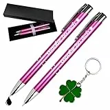SHENSAIGO 2 Stück Inspirierende Druckkugelschreiber mit Gravur, Geschenk aus Metall, Glücksklee, Geschenk zur Prüfung, hochwertiger Kugelschreiber für Büro, Schule