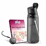 air up Click Trinkflasche Midnight Black 600 ml - Starter-Pack mit 5 Kapseln, Strohhalmbürste und Twogo-Etui in Schwarz | Zuckerfrei, BPA-frei