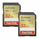 SanDisk Extreme SDHC UHS-I Speicherkarte 2er-Pack 32 GB (V30, 100 MB/s Übertragung, U3, 4K UHD Videos, wasserdicht, stoßfest, temperaturbeständig)