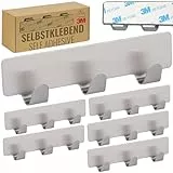 RICOO 6 x Hakenleiste Küche mit 3 Edelstahl Haken selbstklebend MH020-6 Handtuchhaken ohne Bohren Klebehaken Badezimmer Kleiderhaken zum Kleben Badhaken Badezimmerhaken Wandhaken Bad Aufhängehaken