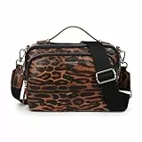 Gladdon Umhängetasche Damen, Schultertasche mit Reißverschluss, Crossbody Bag, Leder handtasche klein, Breite Schultergurte Jacquard-Gewebe