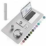 YSAGi Schreibtischunterlage, Mauspad mit Leder und Rutchfeste Wildleder, Multifunktionales Office Mousepad Laptop Schreibunterlage, Tischschutz Unterlage für Büro/Home-Office (Graulila, 80x40cm)