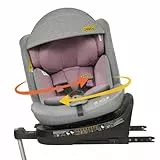 Jovikids 360° Drehbar Kindersitz mit ISOFIX, i-Size 40-150cm(ab Geburt -12 Jahre) Baby Autositz Reboarder mit Liegefunktion & Abnehmbar Vordach, ECE R129 (Rosa)