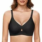 GXOULRRA Dünner BH Damen ohne bügel Bügelloser Soft Bustier Damen Nahtloser BH ohne bügel mit zusätzlicher BH-Verlängerung Schwarz L