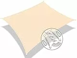 VOUNOT® Sonnensegel Rechteckig mit Befestigung Set, Sonnenschutz Atmungsaktiv und UV Schutz, für Balkon Garten Terrasse, 3x2,5m, Elfenbein