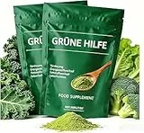 2 Stück Grünes Superfood Pulver – 400g Vitalstoffmischung mit Matcha, Gerstengras & Spirulina – Natürliches Grüne Helfer Pulver für Ihre Gesundheit