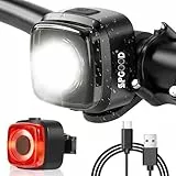 SPGOOD Fahrradlicht Set, StVZO Zugelassen Fahrradbeleuchtung, Bike Light USB Aufladbar Type-C, Fahrradlicht Vorne Und Rücklicht, IPX5 Wasserdicht Fahrradlichter