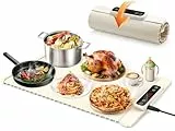 Elektrisch Speisewärmer Warmhalteplatte, Buffetwärmer Elektrisch Mit 5 Einstellbarer Temperatur & 4 Stunden Timer,Ganzflächige Erwärmung, Wärmeplatte essen für Buffet Server Familie Party-Beige