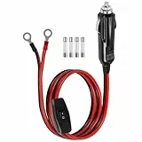 GELRHONR Zigarettenanzünder Stecker auf O-Ring Terminal Kabel, 12V 24V KFZ Wechselrichter Kabel, Zigarettenanzünder auf Ösenklemmen führt mit ON/Off-Schalter, 15A Sicherung (0.6M/2Ft)