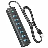 iDsonix 7 Port USB 3.0 Hub Long Cable [3.3Ft] USB Hub 5Gbps Data, USB Extension Multiport Adapter for PC, Laptop More