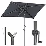 4smile Sonnenschirm Balkon mit Schutzhülle, Anthrazit – UV50+ rechteckig knickbar mit Kurbel höhenverstellbar, 210x140 cm Sonnenschirm für Garten & Terrasse