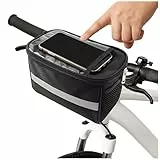 daqoupzi Fahrrad Lenkertasche, Fahrradlenker Tasche(20x10x16cm), Lenkertasche Fahrrad Wasserdicht mit Touchscreen-Fenster, Reflektoren & Seitentasche, Radtasche Lenker