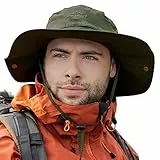 Comhats Großer Sonnenhut Herren L - XL, Breiter Krempe UV Safari Hüte für Sommer Outdoor Wandern Angeln Spazieren, Wasserdicht & Winddicht Grün 60-63cm