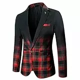 DOExert Formelle Jacken für Herren, schmale Passform, Karierte Anzugjacke, Farbverlauf, Frack, lässiger Anzug, Blazer, EIN Knopf, hässliche Weihnachten
