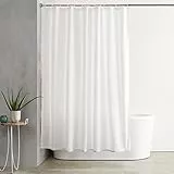 Amazon Basics Duschvorhang, Wasser- und schimmelresistenter Stoff, Badezimmervorhang mit Ösen und Haken, maschinenwaschbar, 180 x 200 cm, Weiß