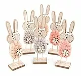Logbuch-Verlag Osterhase Deko-Figuren, 6er Set: Osterhasen-Figuren groß, Moderne Osterdeko aus Holz, Natürliche Deko-Hasen für Tisch, Holzhase für Kommode & Fensterbank, Osterschmuck Indoor, 22 cm